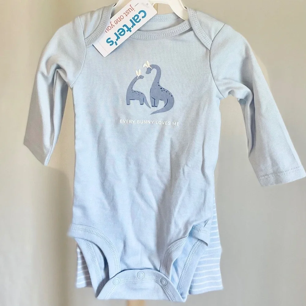 Carters Just One You Baby Boys Blue‎ Dinosaur Bunny Easter Bodysuit Pants Set